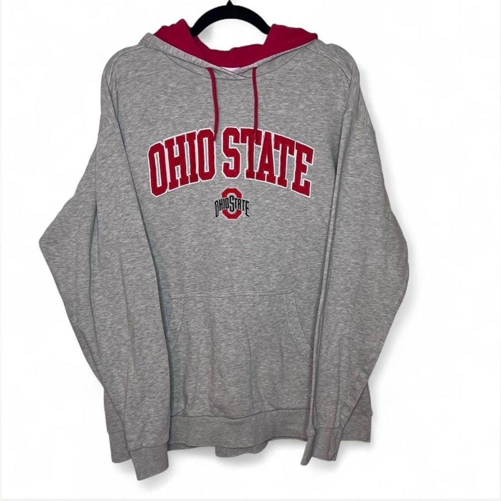 Champion Ohio State Hoodie Sweatshirt XL Gray Red NCAA College Gear